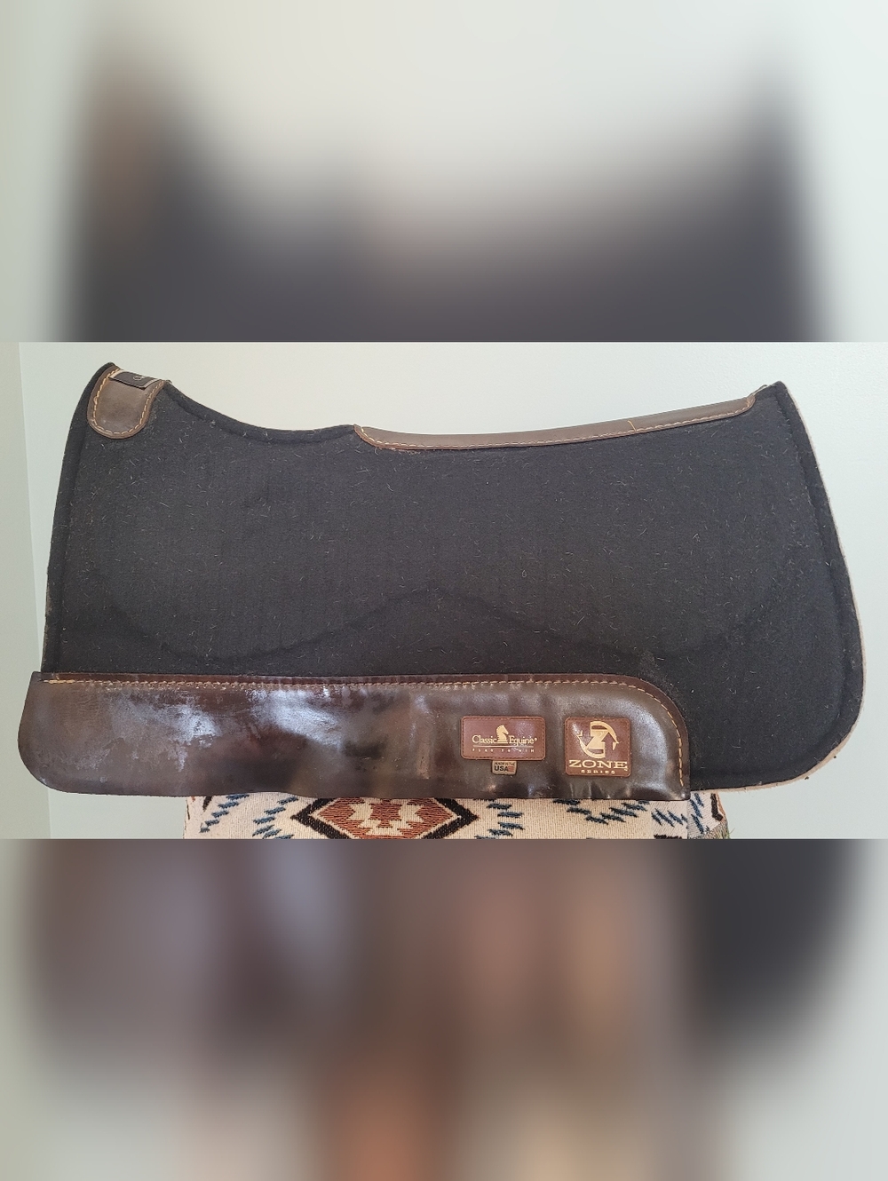 CLASSIC EQUINE Zone Series Brown Wool Western Saddle Pad, 28x30, 3/4" Thick - Picture 3 of 15